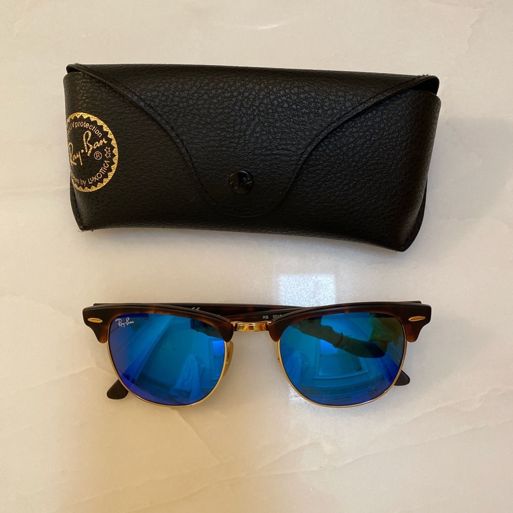 Ray ban sunglasses brown tortoise w blue lenses